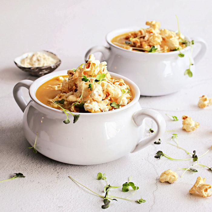 Butternut Squash Soup with Popcorn Croutons