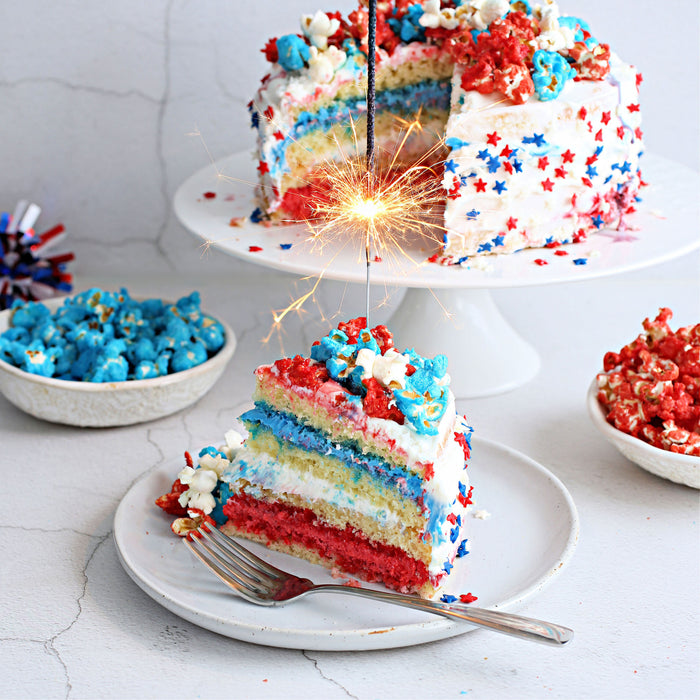 Red, White and Blue Popcorn Cake