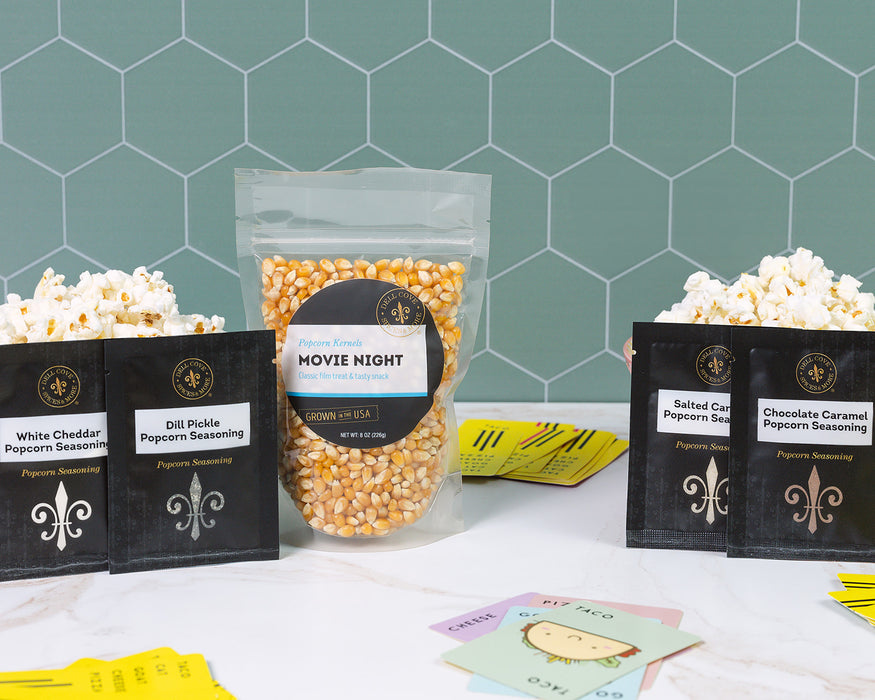 Popcorn and Seasoning Starter Pack - 10 Single Serving Seasoning Sampler with Popcorn