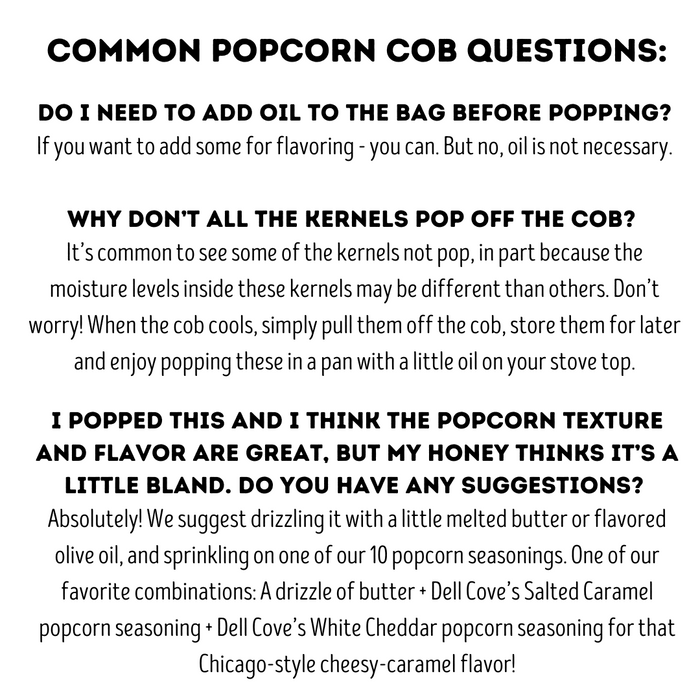 Deliciously fluffy popcorn popping off the cob FAQ