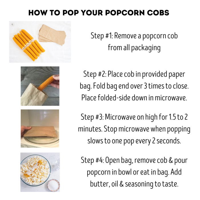 Popcorn on the cob from Dell Cove Spices & More Co. - directions