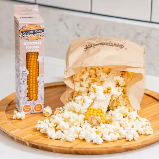 Fresh popcorn on the cob from Poppin' Cobs, ready to pop