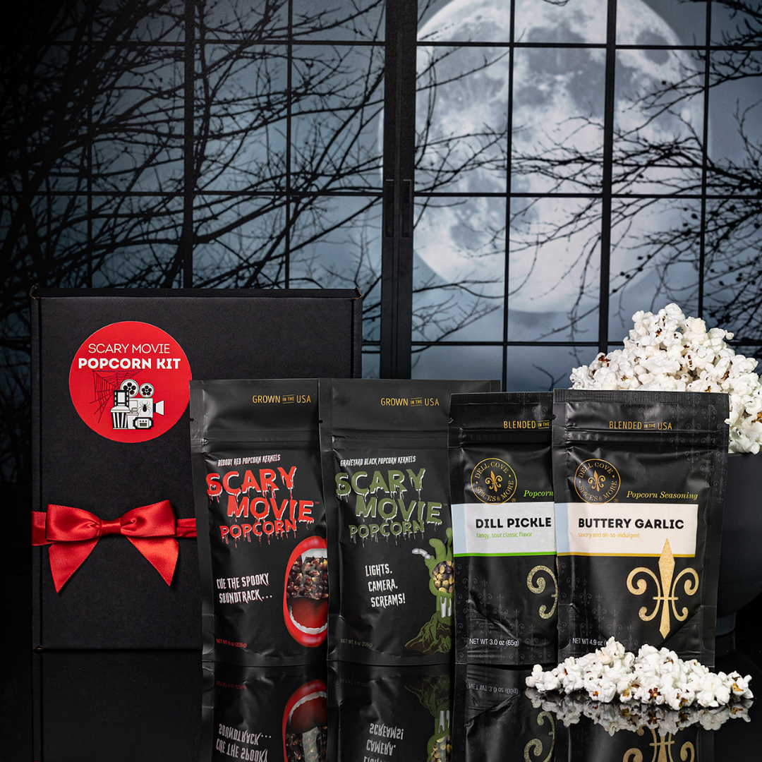 Scary Move Popcorn Kit - Halloween movie night snack gift box - Dell Cove Spices