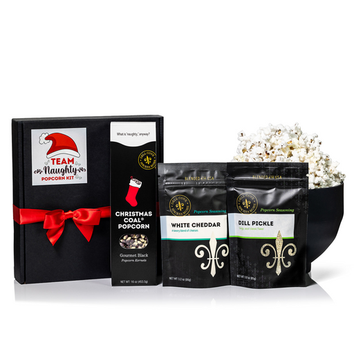 team naughty popcorn kit - christmas popcorn gift set - xmas mix and match gourmet food gift