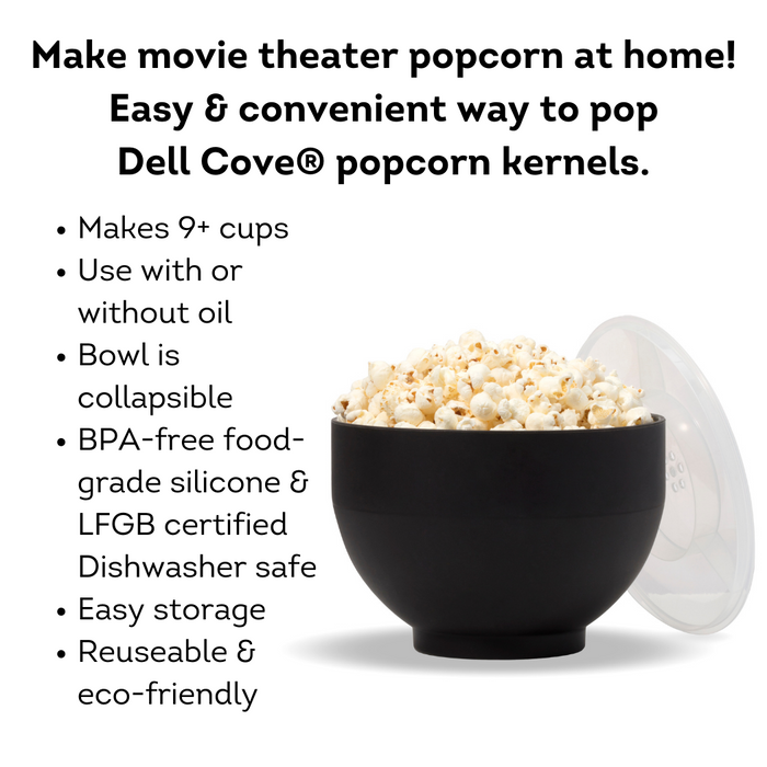 Microwave Popcorn Popper - Large Black Silicone Popper — Dell Cove Spices &  More Co.