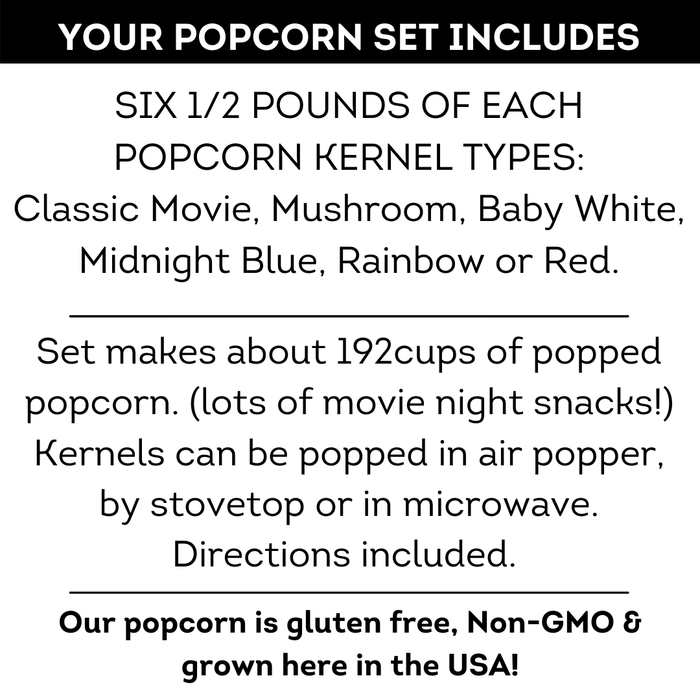 Popcorn Sampler - Six Popcorn Kernel Varieties